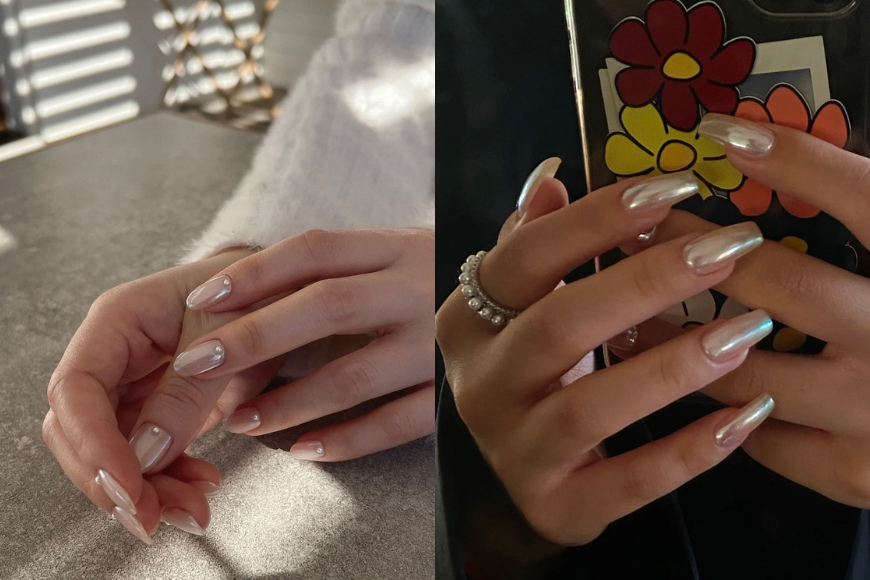 Hailey Bieber 同款美甲 glazed nails
