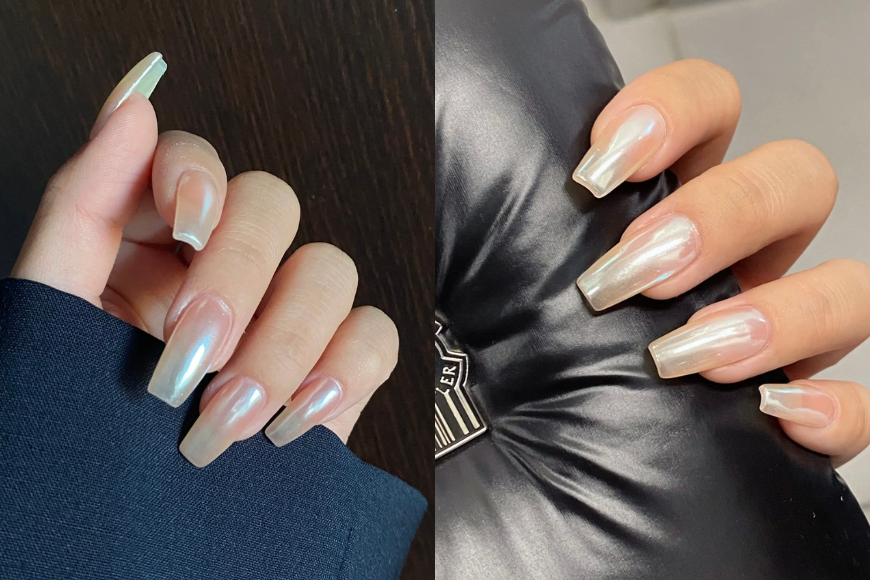 Hailey Bieber 同款美甲 glazed nails