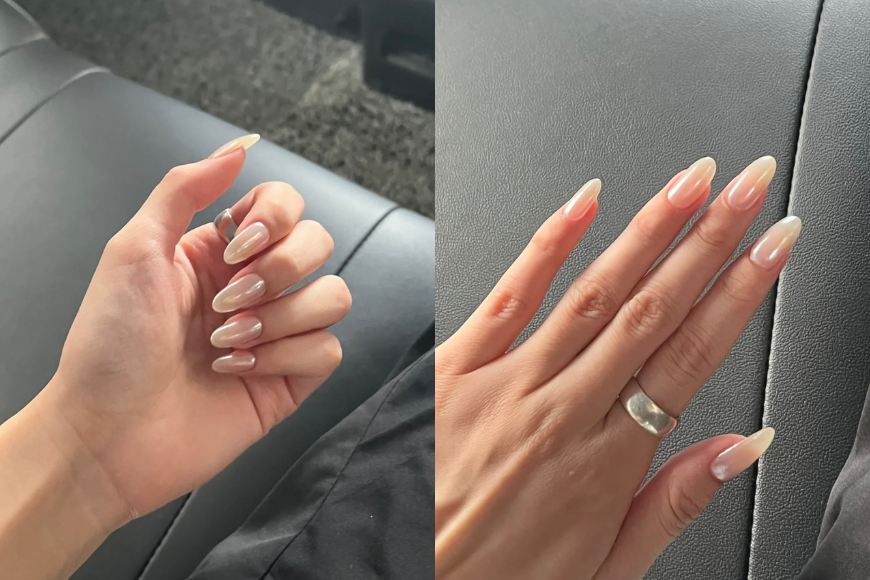 Hailey Bieber 同款美甲 glazed nails
