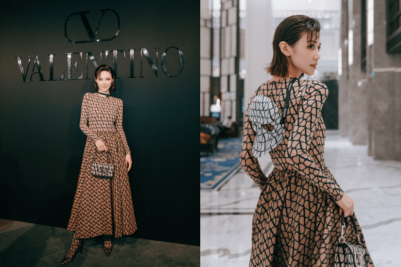 Valentino 倪晨曦 倪晨曦穿 Valentino 印花連衣裙搭配 Mini Locò